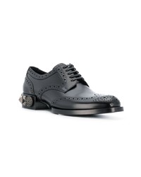 schwarze beschlagene Leder Oxford Schuhe von Dolce & Gabbana