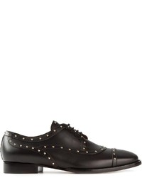 schwarze beschlagene Leder Oxford Schuhe von Valentino Garavani