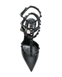schwarze beschlagene Leder Pumps von Valentino