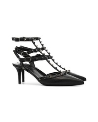 schwarze beschlagene Leder Pumps von Valentino