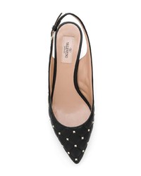 schwarze beschlagene Leder Pumps von Valentino