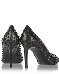 schwarze beschlagene Leder Pumps von Saint Laurent