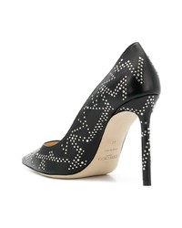 schwarze beschlagene Leder Pumps von Jimmy Choo