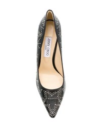 schwarze beschlagene Leder Pumps von Jimmy Choo