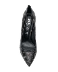 schwarze beschlagene Leder Pumps von Marc Ellis