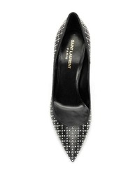 schwarze beschlagene Leder Pumps von Saint Laurent