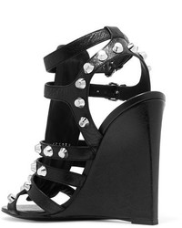 schwarze beschlagene Leder Sandaletten von Balenciaga