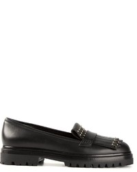 schwarze beschlagene Leder Slipper von Alexander McQueen