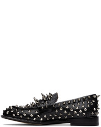 schwarze beschlagene Leder Slipper von Alexander McQueen