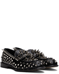 schwarze beschlagene Leder Slipper von Alexander McQueen