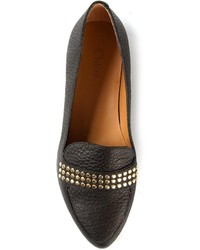 schwarze beschlagene Leder Slipper von Chloé