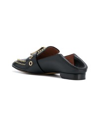 schwarze beschlagene Leder Slipper von Bally