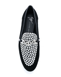 schwarze beschlagene Leder Slipper von Giuseppe Zanotti Design