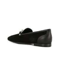 schwarze beschlagene Leder Slipper von Giuseppe Zanotti Design