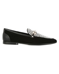 schwarze beschlagene Leder Slipper von Giuseppe Zanotti Design