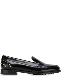 schwarze beschlagene Leder Slipper von Tod's