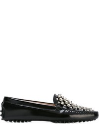 schwarze beschlagene Leder Slipper von Tod's