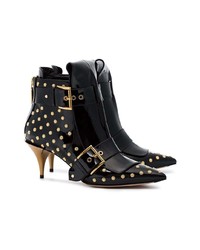 schwarze beschlagene Leder Stiefeletten von Alexander McQueen