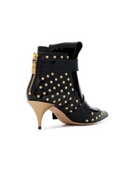 schwarze beschlagene Leder Stiefeletten von Alexander McQueen