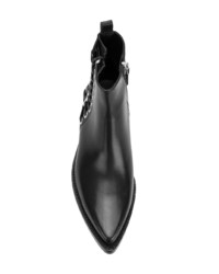 schwarze beschlagene Leder Stiefeletten von Alexander McQueen