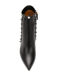 schwarze beschlagene Leder Stiefeletten von Valentino