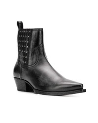 schwarze beschlagene Leder Stiefeletten von Saint Laurent