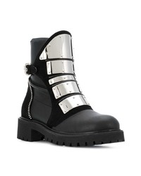 schwarze beschlagene Leder Stiefeletten von Giuseppe Zanotti Design