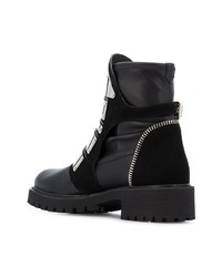 schwarze beschlagene Leder Stiefeletten von Giuseppe Zanotti Design