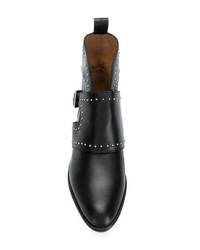 schwarze beschlagene Leder Stiefeletten von Emporio Armani