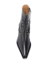 schwarze beschlagene Leder Stiefeletten von Gia Couture