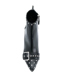schwarze beschlagene Leder Stiefeletten von Alexander McQueen