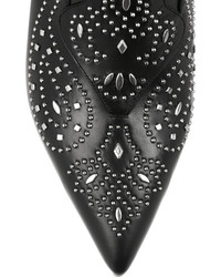 schwarze beschlagene Leder Stiefeletten von Saint Laurent