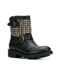 schwarze beschlagene Leder Stiefeletten von Ash