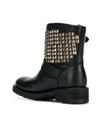 schwarze beschlagene Leder Stiefeletten von Ash