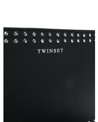 schwarze beschlagene Leder Umhängetasche von Twin-Set