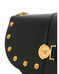 schwarze beschlagene Leder Umhängetasche von Versace Collection