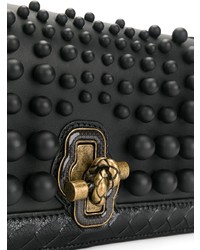 schwarze beschlagene Leder Umhängetasche von Bottega Veneta