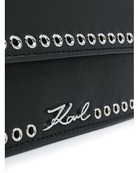 schwarze beschlagene Leder Umhängetasche von Karl Lagerfeld