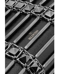 schwarze beschlagene Leder Umhängetasche von Valentino