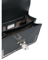 schwarze beschlagene Leder Umhängetasche von Philipp Plein