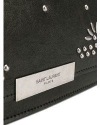 schwarze beschlagene Leder Umhängetasche von Saint Laurent