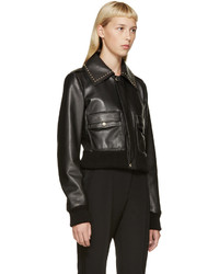 schwarze beschlagene Lederjacke von Givenchy