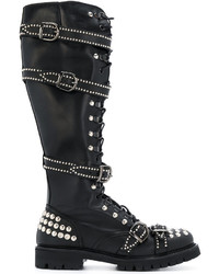 schwarze beschlagene Lederstiefel von Christian Pellizzari