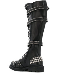 schwarze beschlagene Lederstiefel von Christian Pellizzari