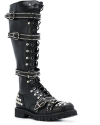 schwarze beschlagene Lederstiefel von Christian Pellizzari