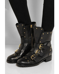 schwarze beschlagene Lederstiefel von Giuseppe Zanotti