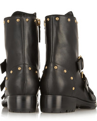 schwarze beschlagene Lederstiefel von Giuseppe Zanotti