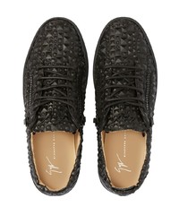 schwarze beschlagene niedrige Sneakers von Giuseppe Zanotti