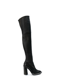 schwarze beschlagene Overknee Stiefel aus Leder von Casadei