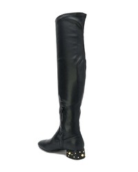 schwarze beschlagene Overknee Stiefel aus Leder von See by Chloe